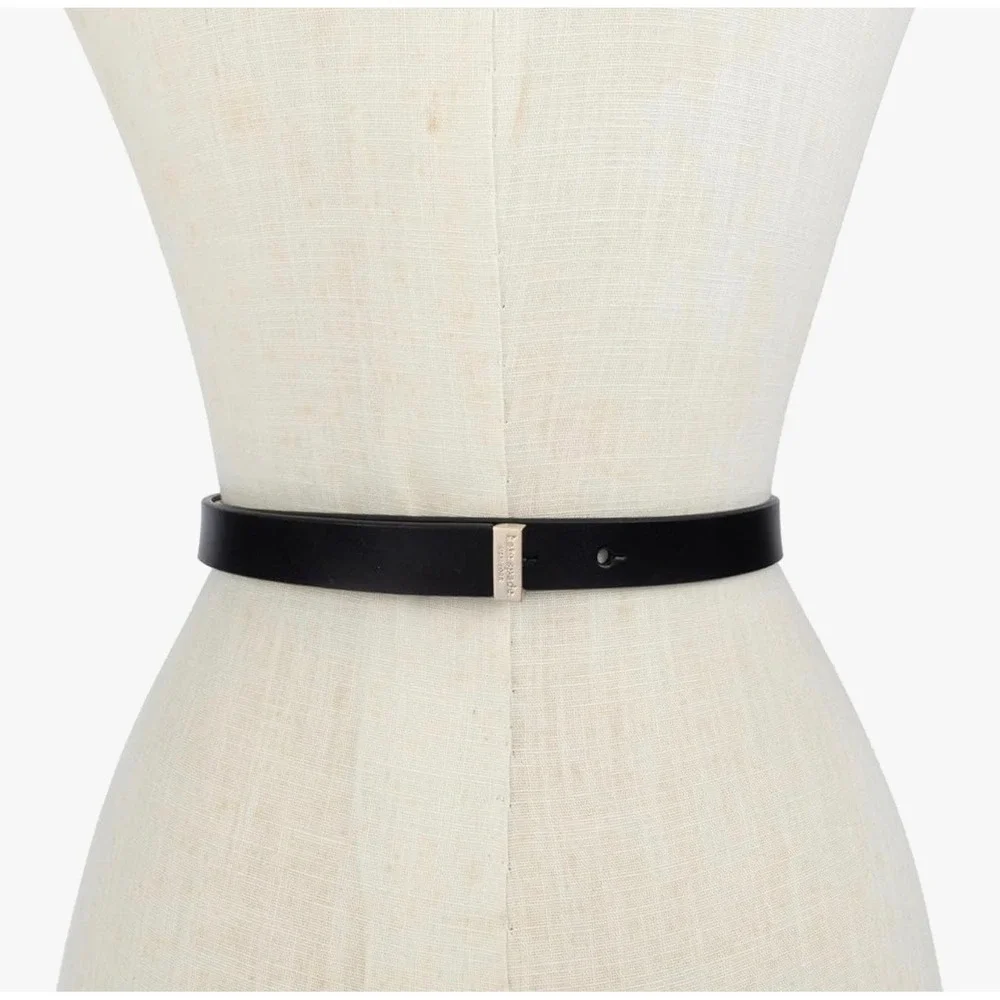 NWT Kate Spade New York Womens 0.75 Inch Bow Belt Black Leather‎ Small